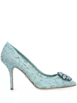 Туфли Rainbow Lace 90 с брошью DOLCE & GABBANA, синий