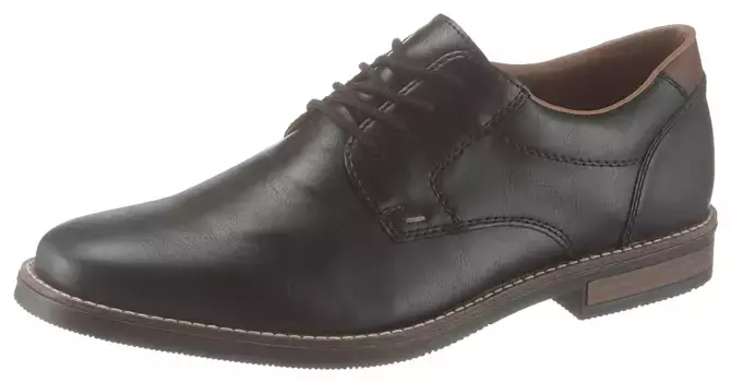 Туфли Rieker на шнуровке, с модными декоративными швами, повседневная обувь, полуботинки, туфли на шнуровке, черный