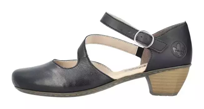 Туфли Rieker, вечерние туфли, праздничные туфли, каблук-воронка, мягкая стелька, черный