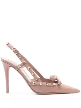 Туфли Rockstud Bow 100 с ремешком на пятке VALENTINO GARAVANI, нейтральный