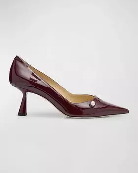 Туфли Rosalia с патентованным жемчужным ремешком Jimmy Choo, цвет Garnet