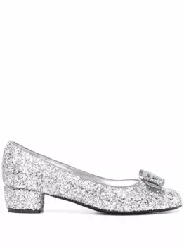 Туфли с блестками Ferragamo, серебяный
