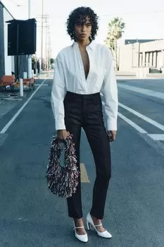 Туфли с изогнутым каблуком ZARA, белый