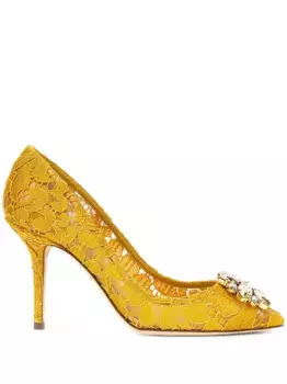 Туфли с кружевной отделкой DOLCE & GABBANA, желтый