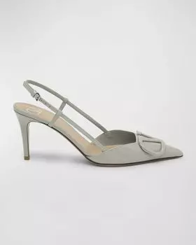 Туфли с лакированной пяткой VLogo Valentino Garavani, цвет Opal Grey