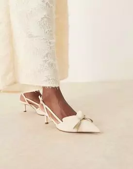 Туфли с открытой пяткой ASOS DESIGN Sunshine на каблуке-рюмочке в натуральном цвете