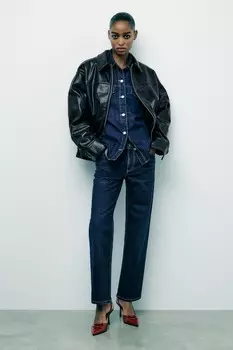 Туфли с открытой пяткой и бантом ZARA, красный
