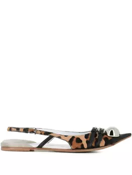 Туфли с открытой пяткой и леопардовым принтом Dove Nuotano Gli Squali, нейтральный