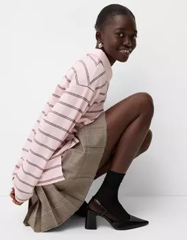 Туфли с открытой пяткой на блочном каблуке Bershka, черный