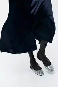 Туфли с пайетками ZARA, серебряный