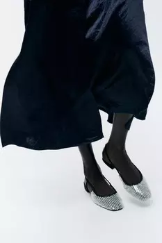Туфли с пайетками ZARA, серебряный