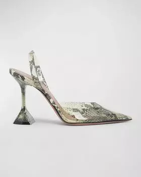 Туфли с пяткой на пятке с принтом Holli Amina Muaddi, цвет Pvc Snake