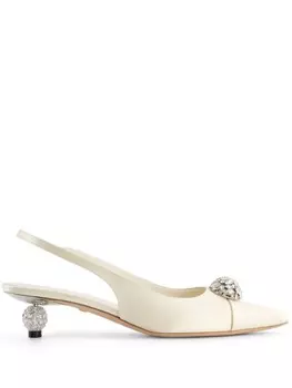 Туфли с ремешком на пятке и кристаллами Giambattista Valli, нейтральный цвет