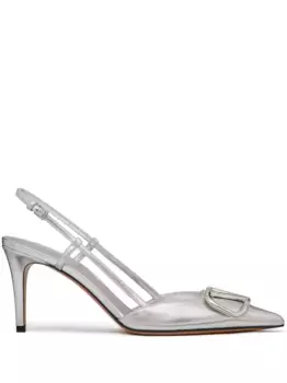 Туфли с ремешком на пятке и логотипом VLogo Signature VALENTINO GARAVANI, серебяный