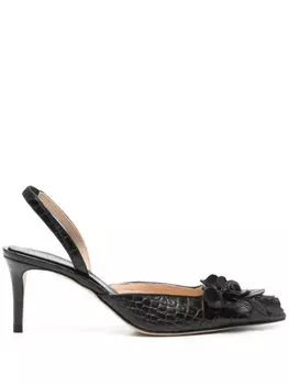 Туфли с ремешком на пятке и тиснением под кожу крокодила Ermanno Scervino, черный