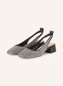 Туфли с ремешком на пятке, украшенные драгоценными камнями Steve Madden, черный