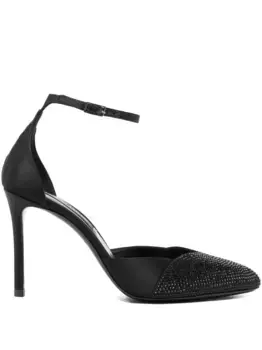 Туфли с ремешком на щиколотке и кристаллами GIORGIO ARMANI, черный