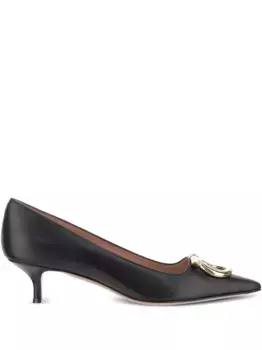 Туфли с заостренным носком и декором Gancini Ferragamo, черный