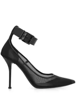Туфли с заостренным носком и сетчатыми вставками Alexander McQueen, черный
