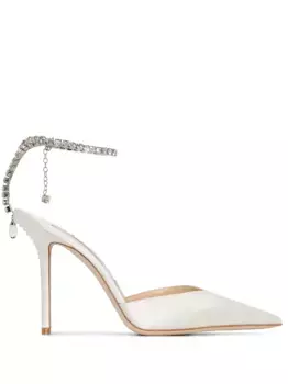 Туфли Saeda 100 с кристаллами JIMMY CHOO, белый