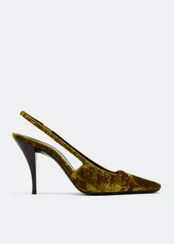 Туфли SAINT LAURENT Blade slingback pumps, коричневый