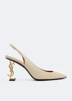 Туфли SAINT LAURENT Opyum slingback pumps, белый