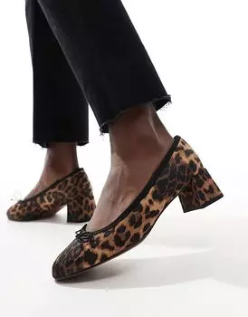 Туфли Shelley Wide Fit на среднем каблуке с бантом и леопардовым принтом ASOS DESIGN
