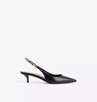 Туфли Signoria из кожи на каблуке с открытой пяткой Gucci, цвет nero