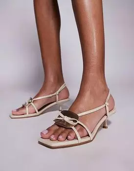 Туфли Simmi London Heiti с квадратным носком и ремешками на каблуке-рюмочке в каменном цвете SIMMI Shoes