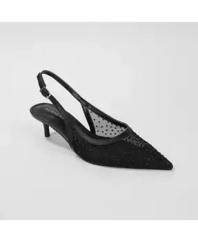 Туфли-слипы Frida из сетчатой ткани со стразами BERNESS, черный