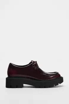 Туфли со шнуровкой ZARA, бордово-красный