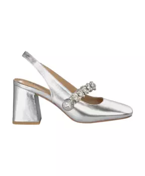 Туфли со стразами на квадратном каблуке Alma En Pena, серый