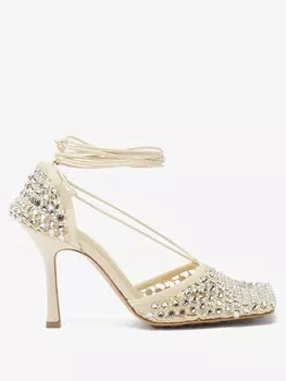 Туфли sparkle stretch из кожи и сетки Bottega Veneta, бежевый