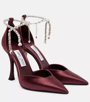 Туфли Stevie 100 на платформе с декором из сатина Jimmy Choo, Deep Merlo