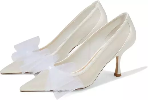 Туфли Stuart Weitzman Blushing Bow 75 Pump, цвет Cream/White