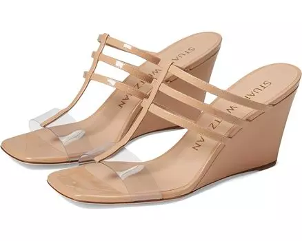 Туфли Stuart Weitzman Deco 85 Wedge, цвет Adobe/Clear