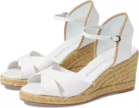 Туфли Stuart Weitzman Mirela II Espadrille Wedge, цвет White/Natural