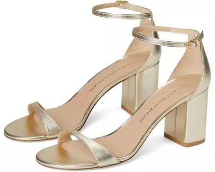 Туфли Stuart Weitzman Nudist Block 75, цвет Light Gold