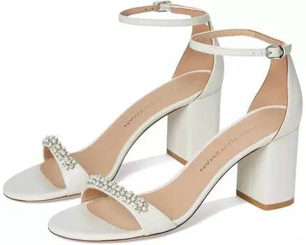Туфли Stuart Weitzman Nudist Poppy Block 75, цвет White/Clear/Natural