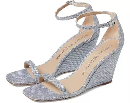 Туфли Stuart Weitzman Nudistcurve 85 Wedge, серебряный