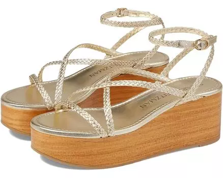 Туфли Stuart Weitzman Wovette Wedge, цвет Light Gold/Sand