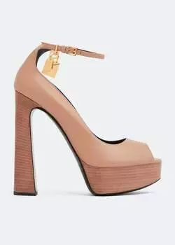 Туфли TOM FORD Peep toe platform pumps, бежевый