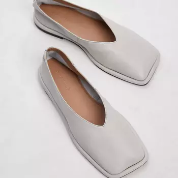 Туфли Topshop Charlotte Leather Square Toe Unlined Flat, кремовый