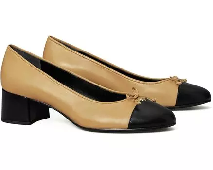 Туфли Tory Burch 45 mm Cap-Toe Pump, цвет Ginger Shortbread/Perfect Black