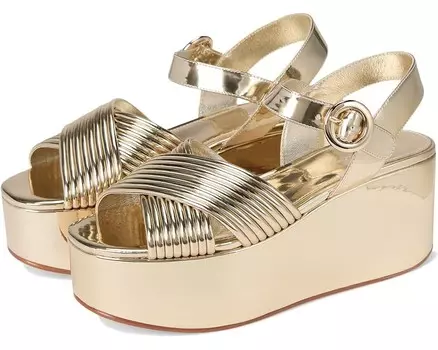 Туфли Tory Burch Bombe Cross Strap Platform Sandal 50 mm, цвет Spark Gold/Spark Gold