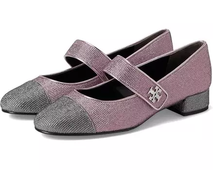Туфли Tory Burch Cap-Toe Mary Jane Pave Heel Ballet 25 mm, цвет Gray Stone/Sparkle Pink