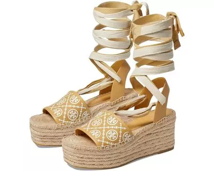 Туфли Tory Burch T Monogram Espadrille Wedge 85 mm, цвет Sand Buff