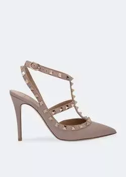 Босоножки VALENTINO GARAVANI Rockstud pumps с заклепками, бежевый