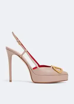 Туфли VALENTINO GARAVANI VLogo Signature platform pumps, бежевый