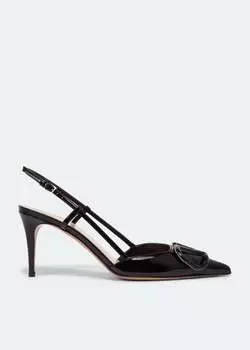 Босоножки VALENTINO GARAVANI VLogo Signature pumps лакированные, черный